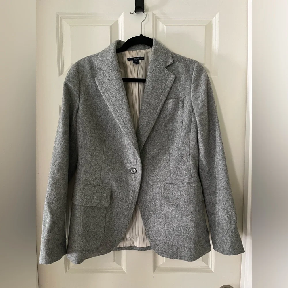 Women’s Gap wool blend gray single button blazer business casual preppy sz 10